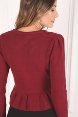 Peplum Round Neck Sweater Top