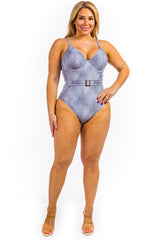 Plus One Piece Buckle Belt Embellish Denim Swimsuit king-general-store-5710.myshopify.com