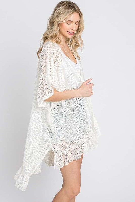 Lace Oversize Ruffle Kimono