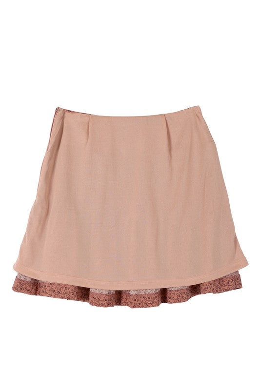 Brown Floral Smocked Skirt king-general-store-5710.myshopify.com