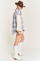 Multi Plaid Fuzzy Sleeve Jacket king-general-store-5710.myshopify.com