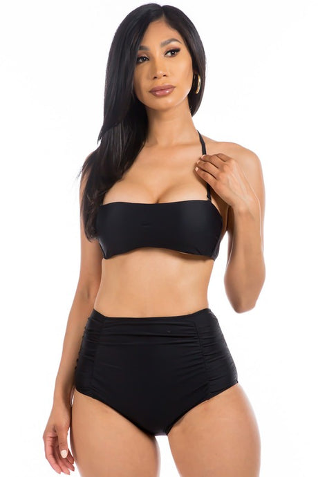 High Waist Bandeau Top Bikini