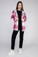 Plaid Drawstring Hooded Fleece Shacket king-general-store-5710.myshopify.com