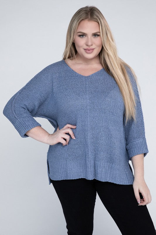 Plus Size Crew Neck Knit Sweater king-general-store-5710.myshopify.com