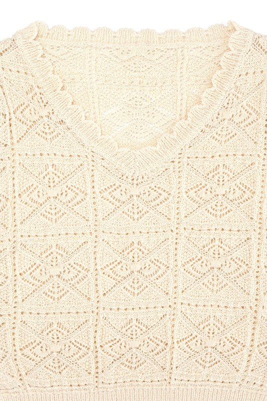 Ivory Crochet Knit Top king-general-store-5710.myshopify.com