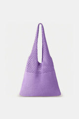 Zenana Crochet Mesh Half Pointelle Knit Tote Bag