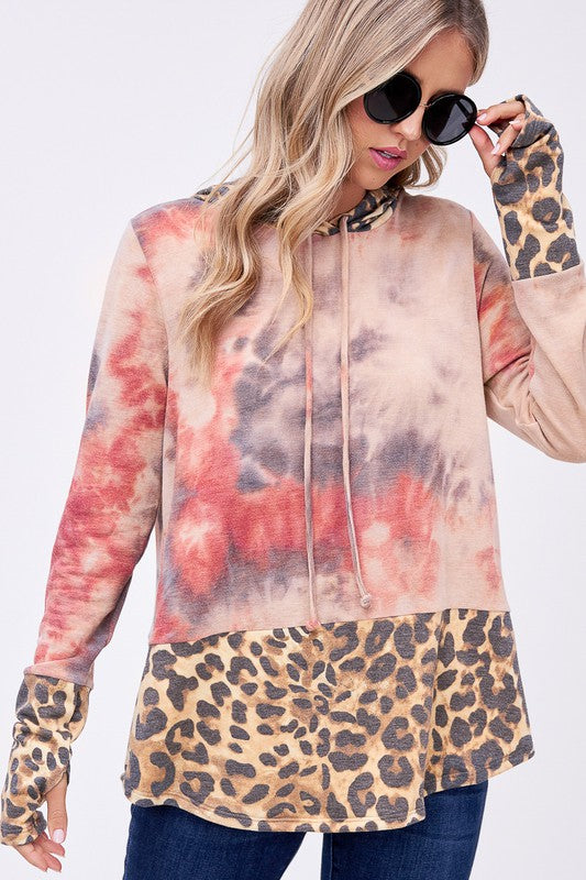 Tie Dye Cheetah Print Sweatshirts