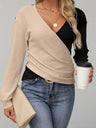 Contrast Surplice Long Sleeve Top