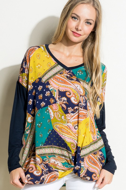 PAISLEY MIXED BOXY TOP