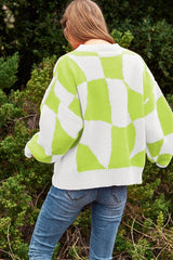 Multi Geo Checker Pullover Knit Sweater Top king-general-store-5710.myshopify.com