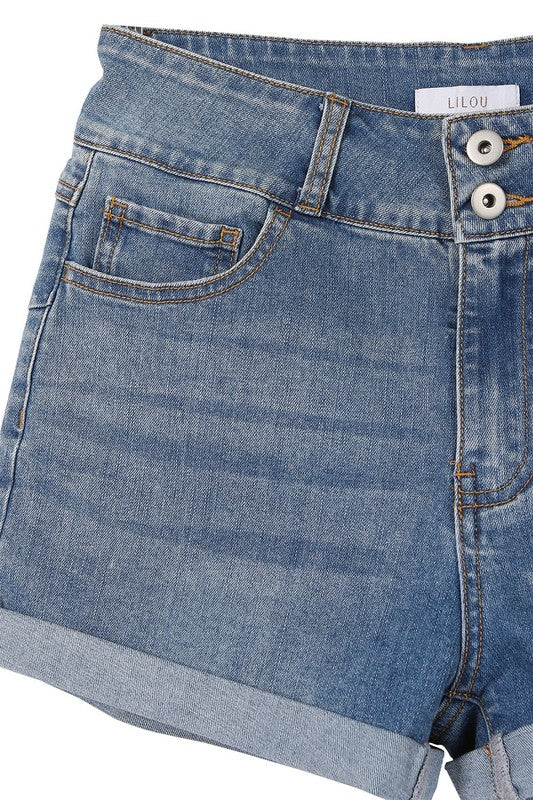 High Waisted Blue Denim Shorts king-general-store-5710.myshopify.com