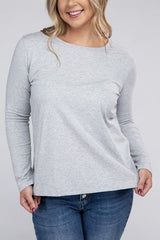 Plus Cotton Crew Neck Long Sleeve T-Shirt king-general-store-5710.myshopify.com