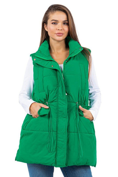 Green Puffer Vest Jacket king-general-store-5710.myshopify.com