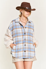 Multi Plaid Fuzzy Sleeve Jacket king-general-store-5710.myshopify.com