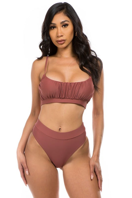 High Waist Ruched Detail Bikini