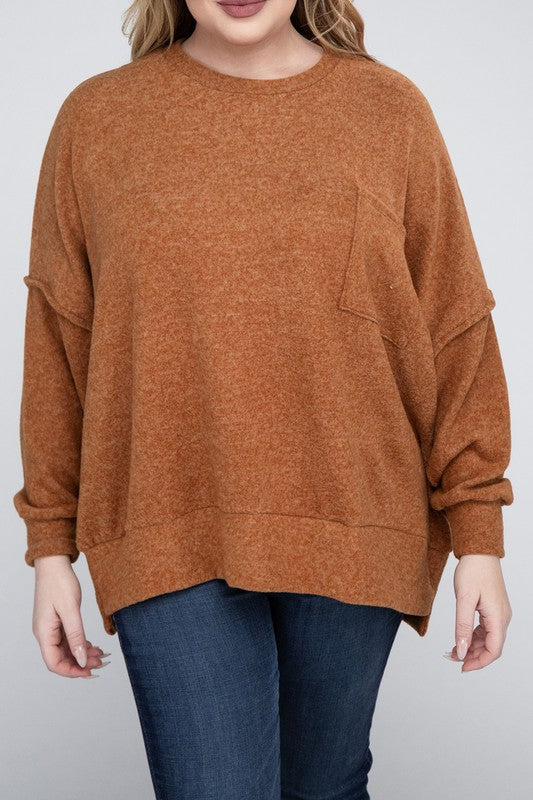 Plus Brushed Melange Drop Shoulder Sweater king-general-store-5710.myshopify.com