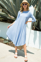 SOLID SWING CASUAL MIDI DRESS