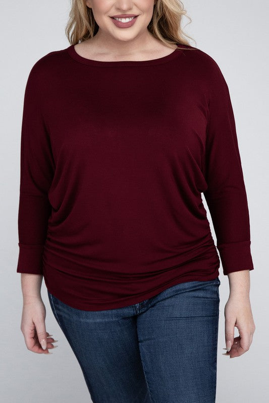 Plus Luxe Rayon Boat Neck 3/4 Sleeve Top king-general-store-5710.myshopify.com