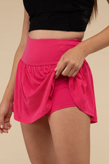 Wide Band Tennis Skirt with Zippered Back Pocket