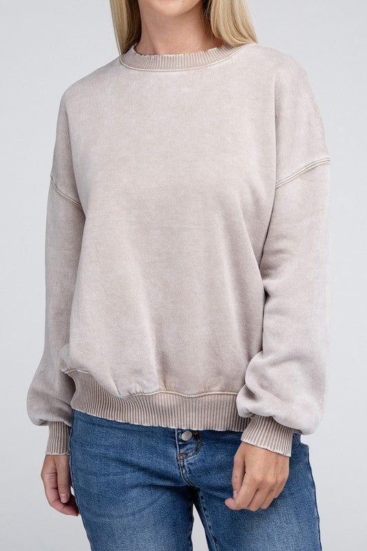 Acid Wash Fleece Oversized Pullover king-general-store-5710.myshopify.com