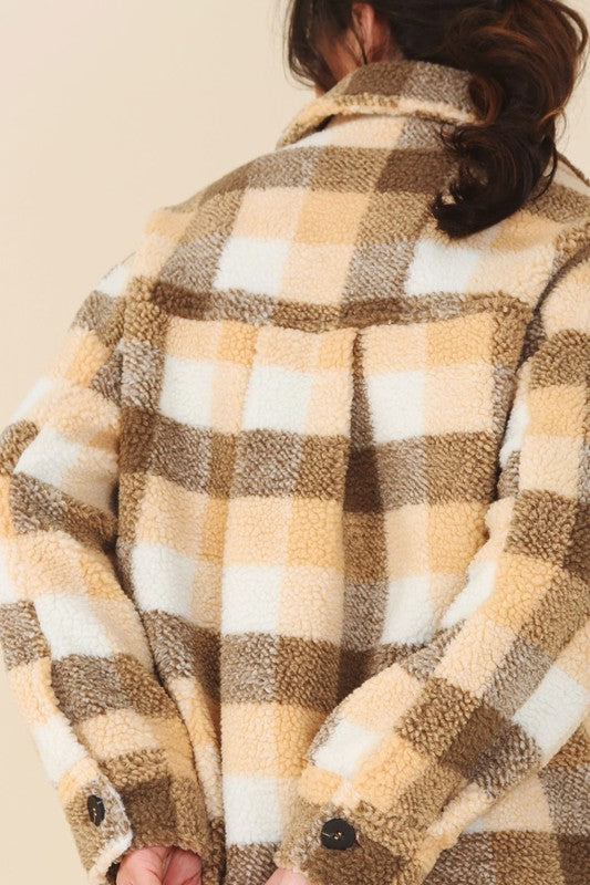 Plaid sherpa jacket with pockets king-general-store-5710.myshopify.com