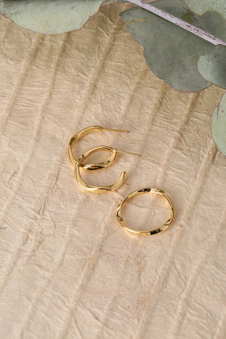 Ripple Ring and Earring Set - Gold king-general-store-5710.myshopify.com