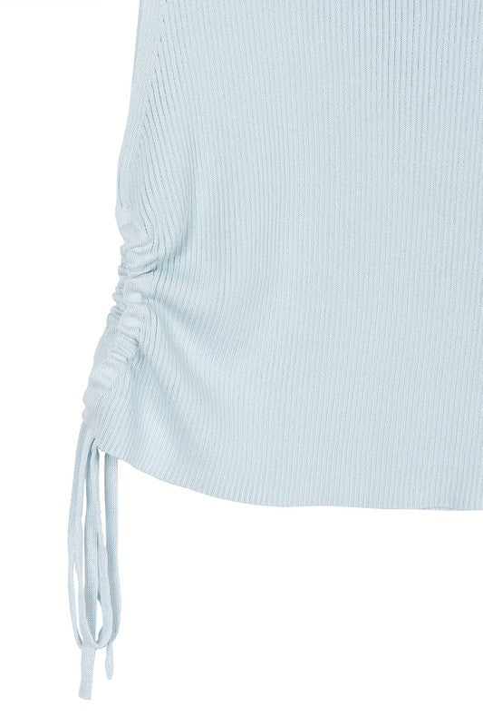 Ribbed Sleeveless Top with Side Ruched Detail king-general-store-5710.myshopify.com