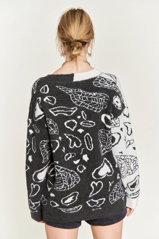 Plus Heart Paisley Color Block Cardigan king-general-store-5710.myshopify.com