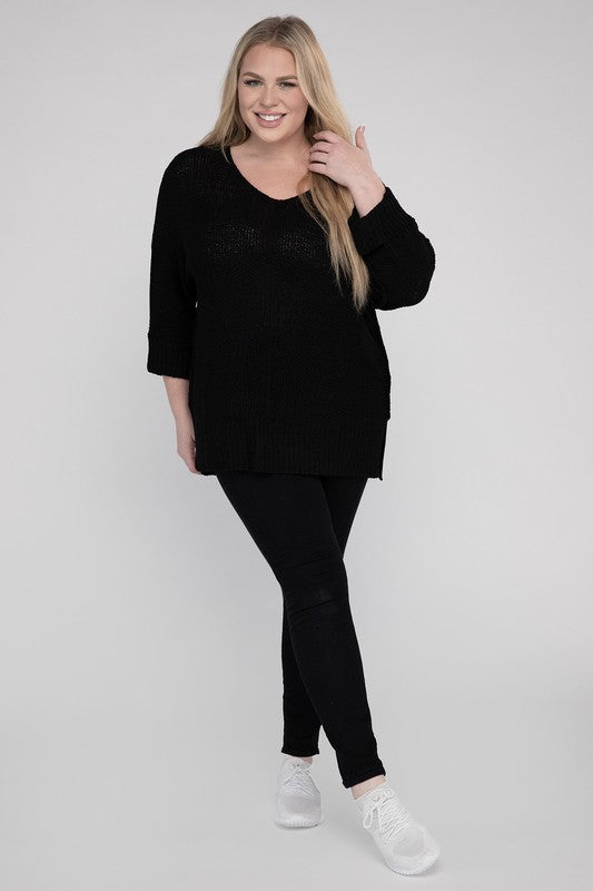 Plus Size Crew Neck Knit Sweater king-general-store-5710.myshopify.com