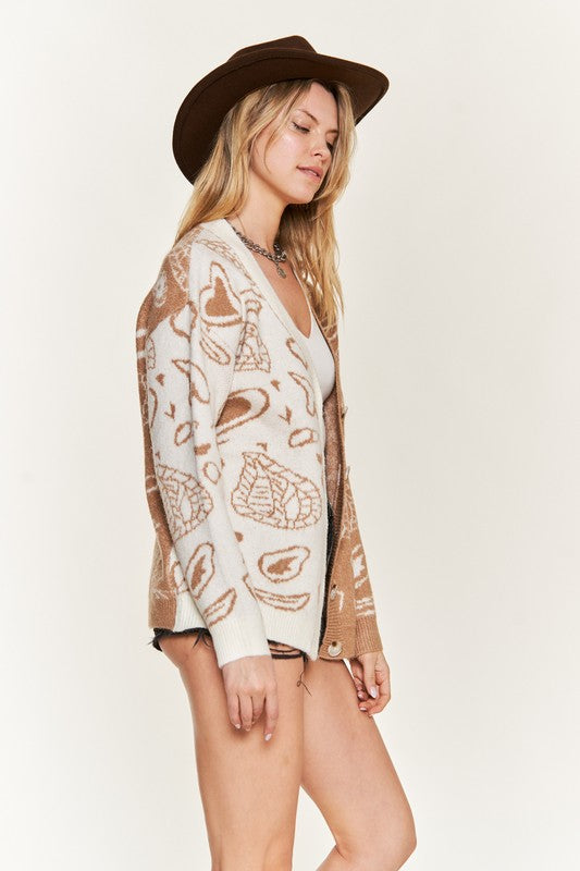 Plus Heart Paisley Color Block Cardigan king-general-store-5710.myshopify.com