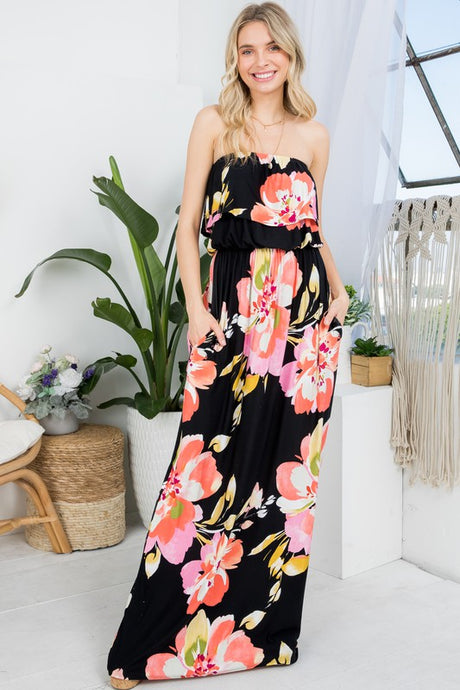 Floral Off Shoulder Maxi Dress