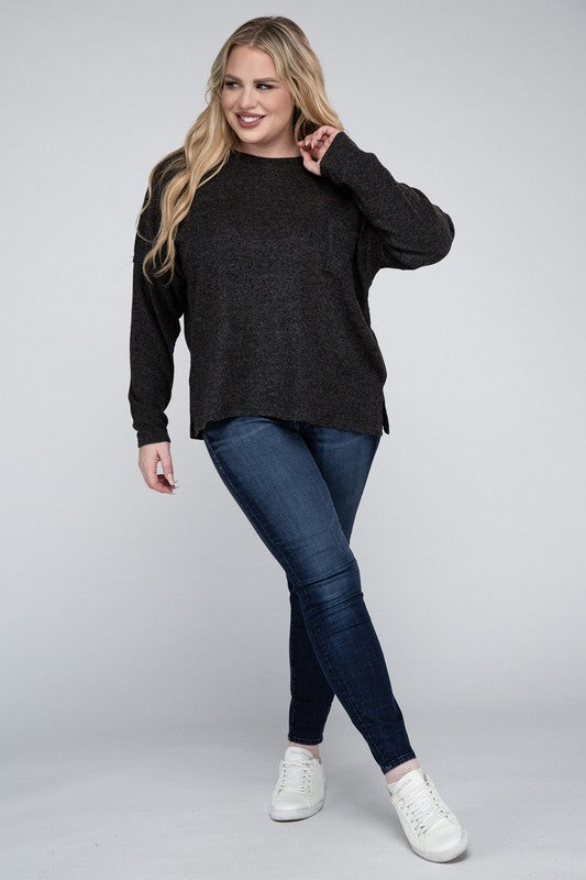 Plus Ribbed Brushed Melange Hacci Sweater king-general-store-5710.myshopify.com