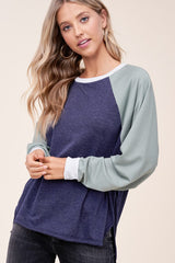 Solid Terry Color Block Sweatshirt