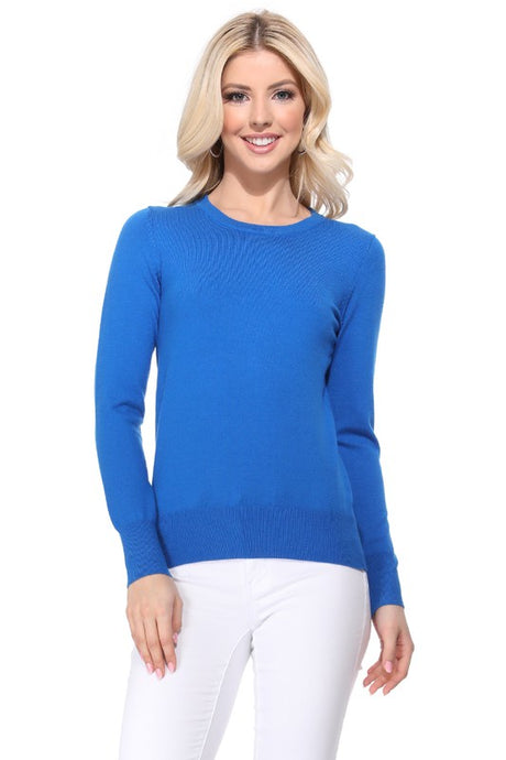 Crew Neck Long Sleeve Light Basic Casual Knit Top king-general-store-5710.myshopify.com