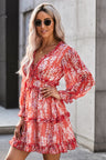 Floral Frill Trim Plunge Flounce Sleeve Dress king-general-store-5710.myshopify.com