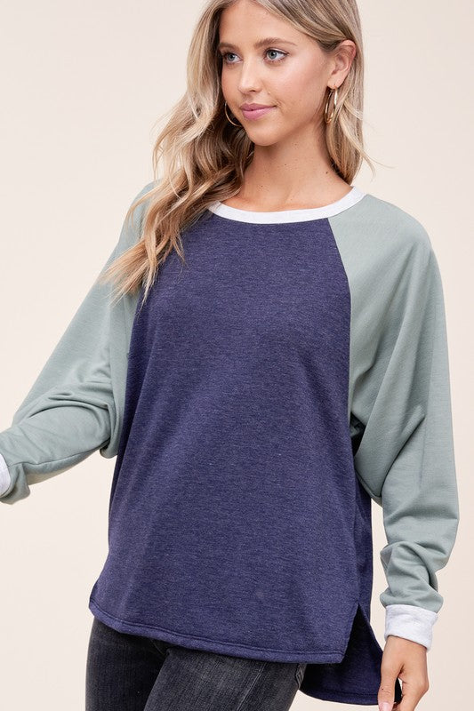 Solid Terry Color Block Sweatshirt