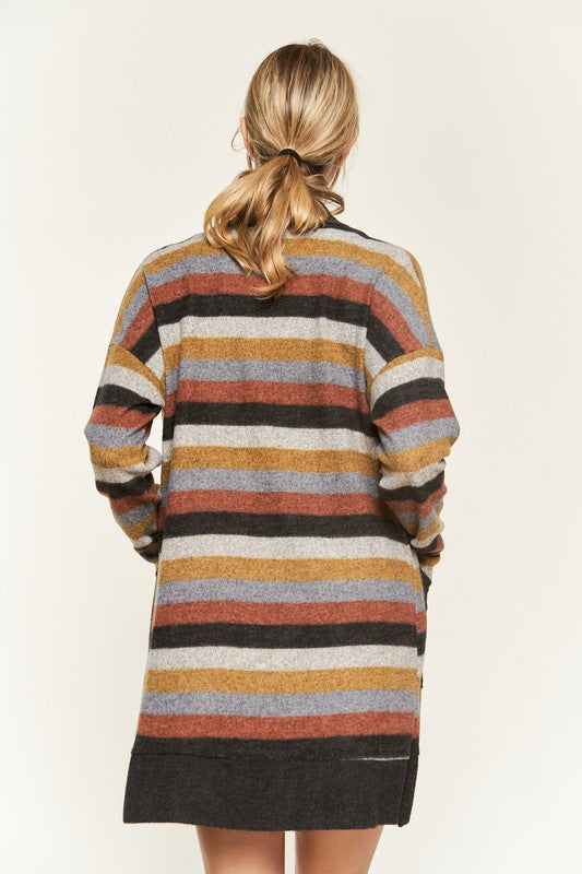 Multicolor Striped Cardigan king-general-store-5710.myshopify.com