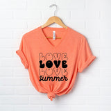 Love Summer Stacked Short Sleeve V-Neck Tee king-general-store-5710.myshopify.com