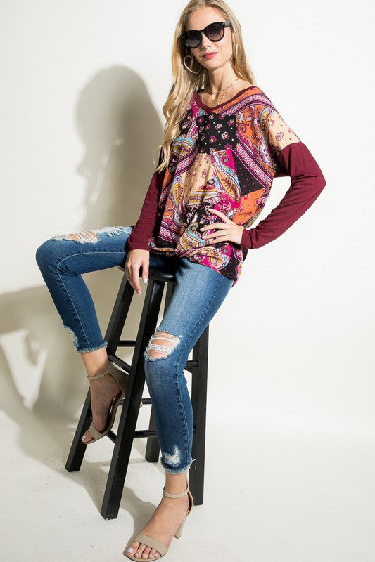 PAISLEY MIXED BOXY TOP