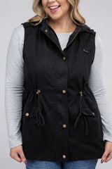 Plus Drawstring Waist Military Hoodie Vest king-general-store-5710.myshopify.com