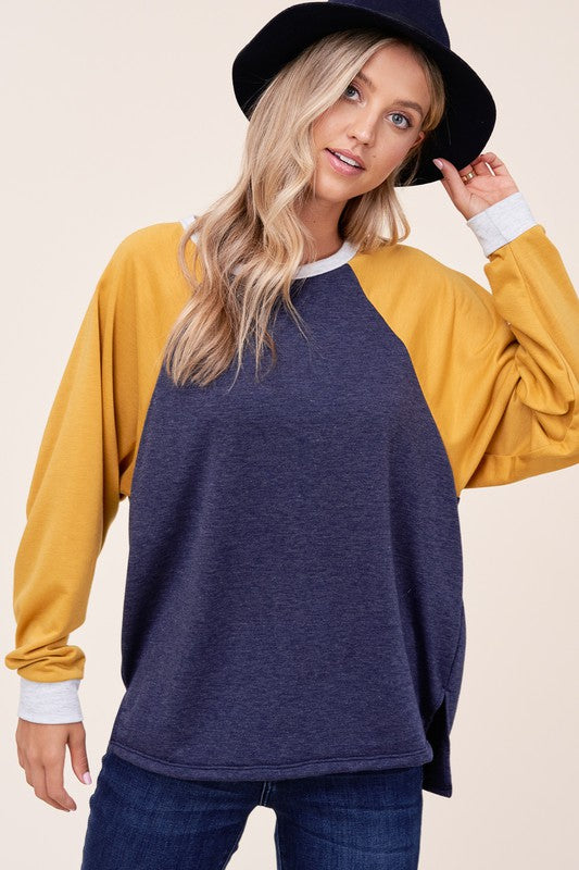 Solid Terry Color Block Sweatshirt