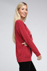 Melange Open Front Sweater Cardigan king-general-store-5710.myshopify.com