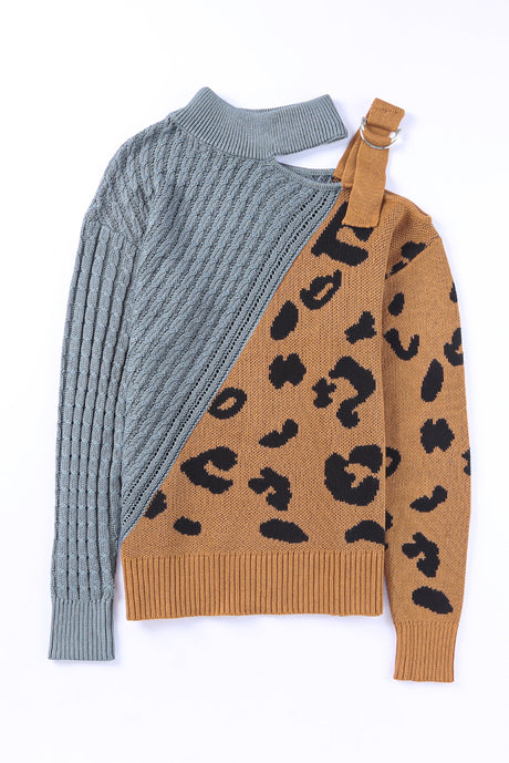 Leopard  Block Turtleneck Sweater king-general-store-5710.myshopify.com