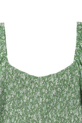 Green Floral Print Puff Sleeve Smock Top king-general-store-5710.myshopify.com