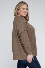 Plus Brushed Melange Drop Shoulder Sweater king-general-store-5710.myshopify.com