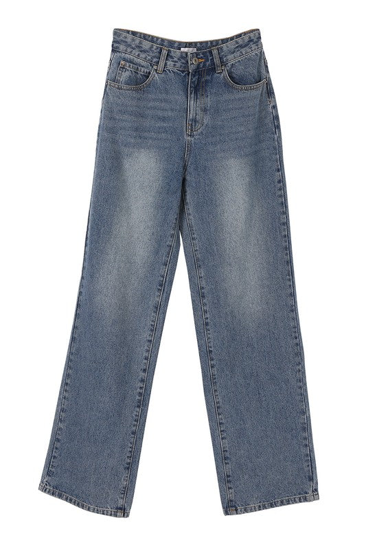 Mid Blue Straight Denim Jeans king-general-store-5710.myshopify.com