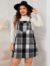 Honey Plus Size Plaid Wide Strap Overall Dress