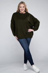 Plus Oversized Round Neck Raw Seam Melange Sweater king-general-store-5710.myshopify.com