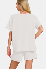 Zenana Rib Short Sleeve T-Shirt and Shorts Set