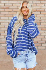 Striped Round Neck Dropped Shoulder Sweater